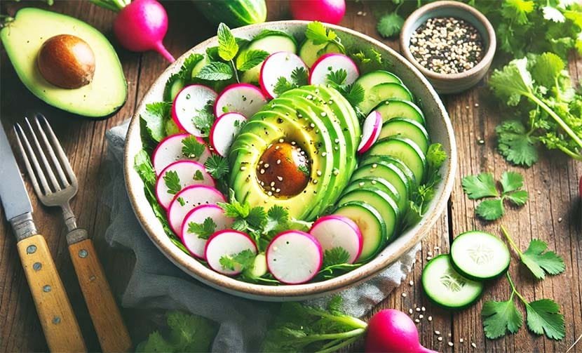 Avocado Radish Cucumber Salad
